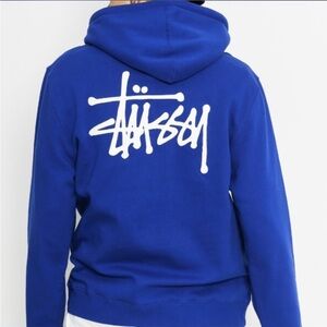 Stussy Men's Royal Blue Basic Script Full Zip Up Hoodie XL